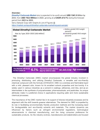 Sustainability Drives Dimethyl Carbonate Market Expansion: A Green Chemistry Rev
