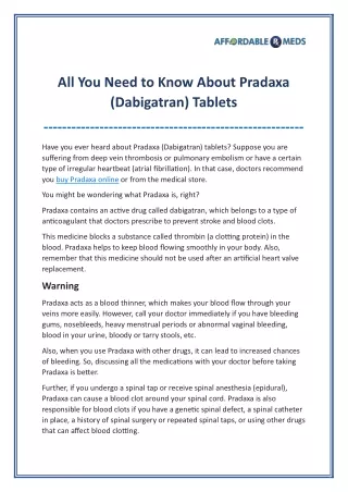 All You Need to Know About Pradaxa