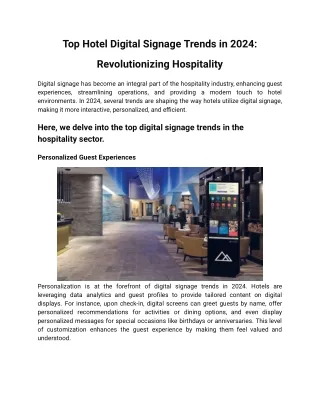 Top Hotel Digital Signage Trends in 2024_ Revolutionizing Hospitality