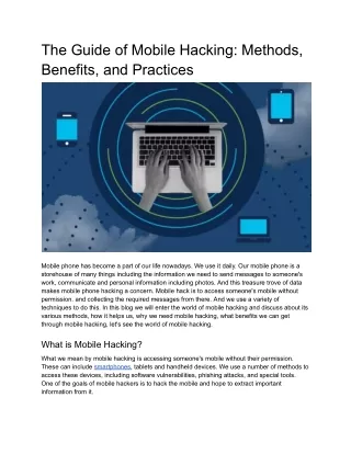 The Guide of Mobile Hack- Methods, Benefits, and Practices