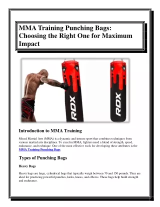 MMA Training Punching Bags Choosing the Right One for Maximum Impact