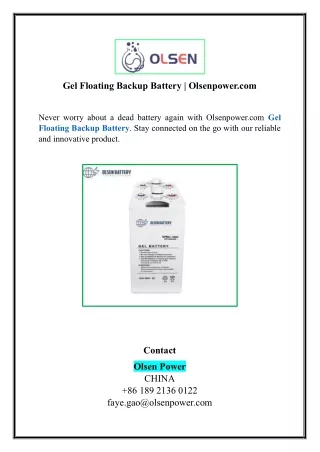 Gel Floating Backup Battery | Olsenpower.com