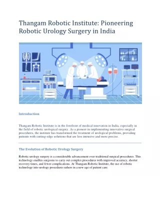 Thangam Robotic Institute(robotic urology surgery in india)