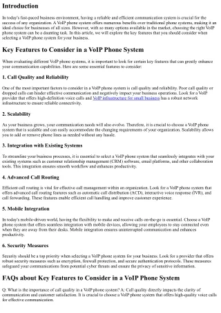 Key Features to Consider in a VoIP Phone System