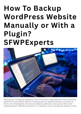 How To Backup WordPress Website Manually or With a Plugin | SFWPExperts