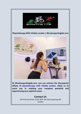 Physiotherapy With Vitality London  Mrsalussportinglab.com