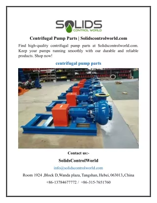 Centrifugal Pump Parts  Solidscontrolworld