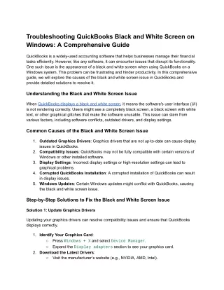 Troubleshooting QuickBooks Black and White Screen on Windows_ A Comprehensive Guide