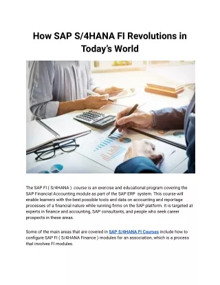 How SAP S_4HANA FI Revolutions in Today’s World