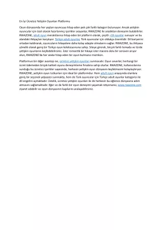 En Iyi Ucretsiz Yetiskin Oyunlari Platformu
