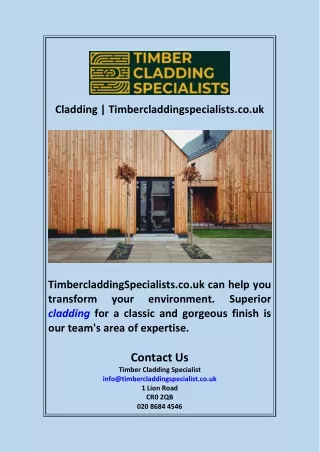 Cladding  Timbercladdingspecialists.co.uk