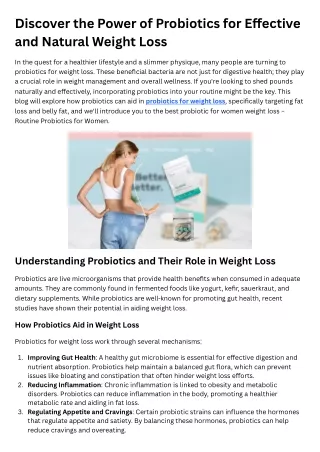 Discover the Power of Probiotics for Effective and Natural Weight Loss