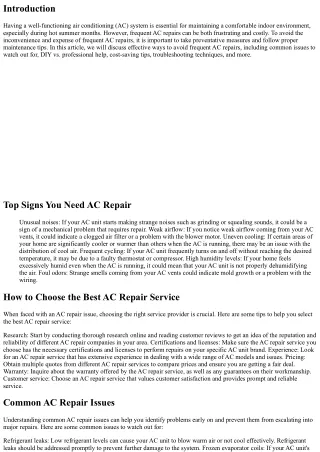 How to stay away from Frequent AC Repairs: Preventative Measures and Routine mai