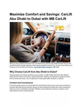 Maximize Comfort and Savings_ CarLift Abu Dhabi to Dubai with MB CarLift