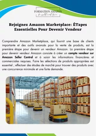 Rejoignez Amazon Marketplace ÉTapes Essentielles Pour Devenir Vendeur