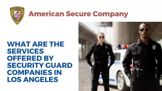 what are the Services Offered by Security Guard Companies in Los Angeles