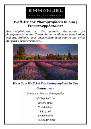 Wall Art For Photographers In Usa  Fineart.epphoto.net