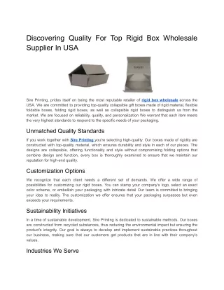 Discovering Quality For Top Rigid Box Wholesale Supplier In USA