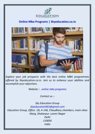 Online Mba Programs  Skyeducation.co.in