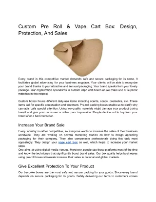 Custom Pre Roll & Vape Cart Box_ Design, Protection, And Sales