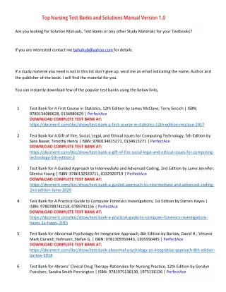 Top Nursing Test Banks and Solutions Manual Version 1.0
