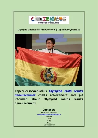 Olympiad Math Results Announcement  Copernicusolympiad.us