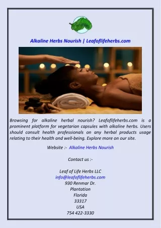 Alkaline Herbs Nourish  Leafoflifeherbs.com