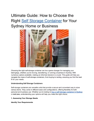 Ultimate Guide_ How to Choose the Right Self Storage Container for Your Sydney Home or Business