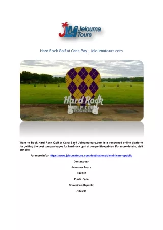 Hard Rock Golf at Cana Bay | Jeloumatours.com
