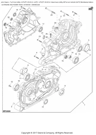 John Deere Buck Auto Utility All Terrain Vehicle (UATV) Worldwide Edition Parts Catalogue Manual (PC9476)