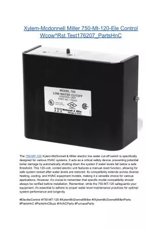 Xylem-Mcdonnell Miller 750-Mt-120-Ele Control Wcow^Rst Test176207_PartsHnC