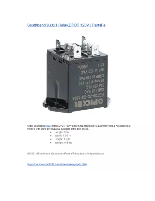 Southbend 93321 Relay,DPDT 120V  PartsFe