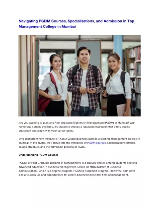 Navigating PGDM Courses, Specialisations, and Admission in Top Management College in Mumbai