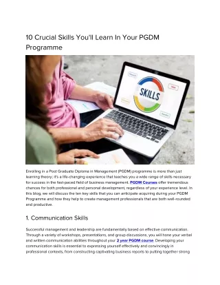 10 Crucial Skills You'll Learn In Your PGDM Programme