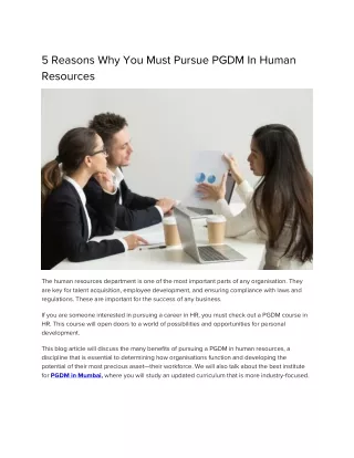 5 Reasons Why You Must Pursue PGDM In Human Resources