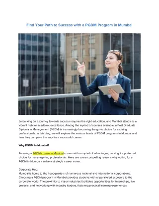 Find Your Path to Success with a PGDM Program in Mumbai