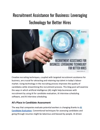 Recruitment Assistance for Business_ Leveraging Technology for Better Hires