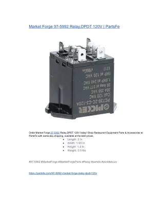 Market Forge 97-5992 Relay,DPDT 120V  PartsFe