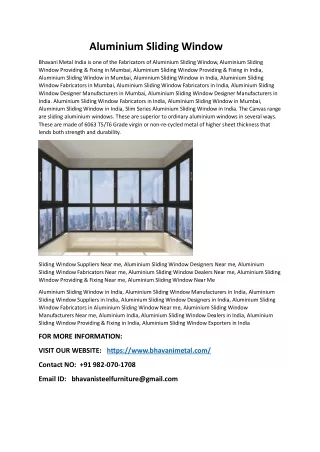 Aluminium Sliding Window Designers in Mumbai