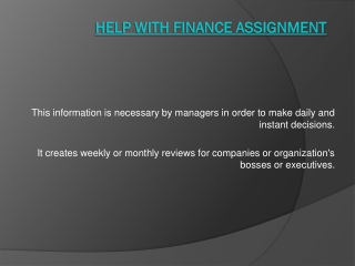 Help with Finance Management