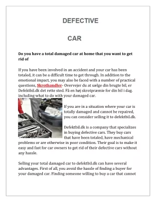 Do you have a total damaged car at home