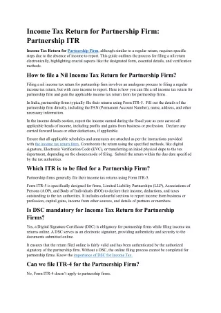 Income Tax Return for Partnership Firm
