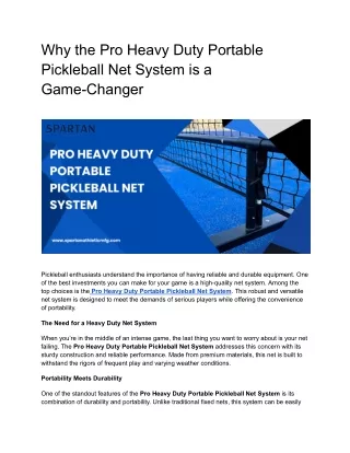 Why the Pro Heavy Duty Portable Pickleball Net System is a Game-Changer