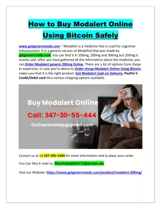 How to Buy Modalert Online Using Bitcoin Safely?