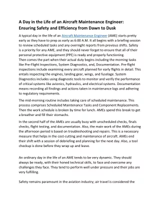 A Day in the Life of an Aircraft Maintenance Engineer Ensuring Safety and Efficiency from Dawn to Dusk
