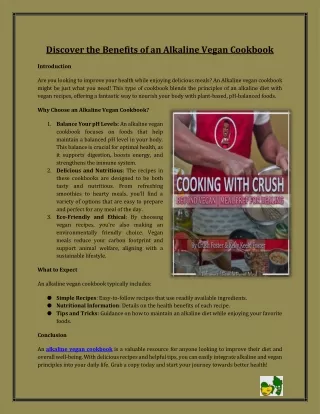 Discover the Benefits of an Alkaline Vegan Cookbook