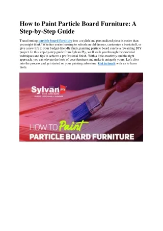 How to Paint Particle Board Furniture
