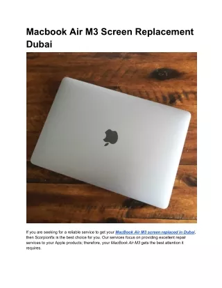 Macbook Air M3 Screen Replacement Dubai