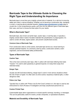 Barricade Tape is the Ultimate Guide to Choosing the Right Type and Understanding Its Importance