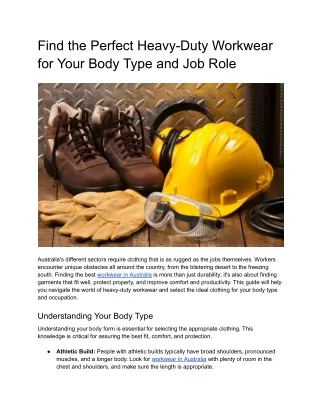 Find the Perfect Heavy-Duty Workwear for Your Body Type and Job Role